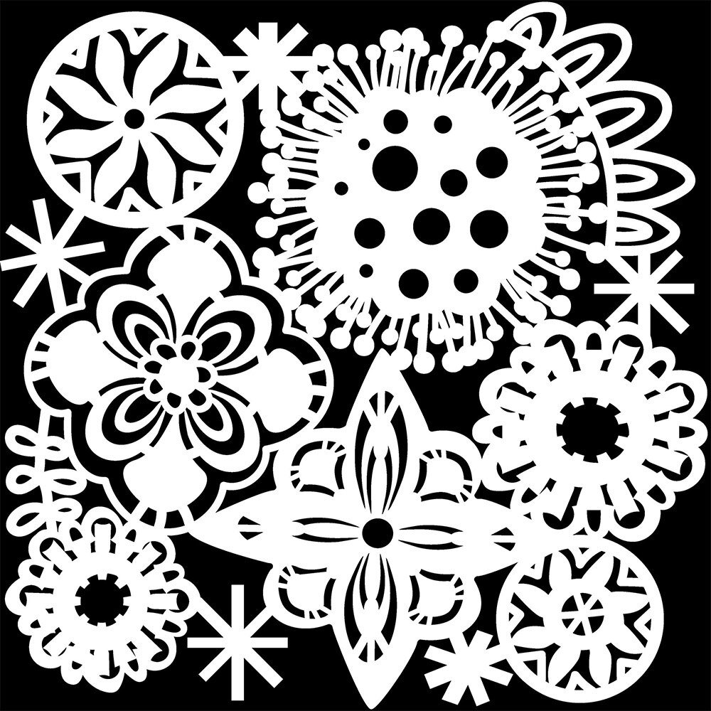 Crafter's Workshop, Stencil, 6"x6", Festive Flowers